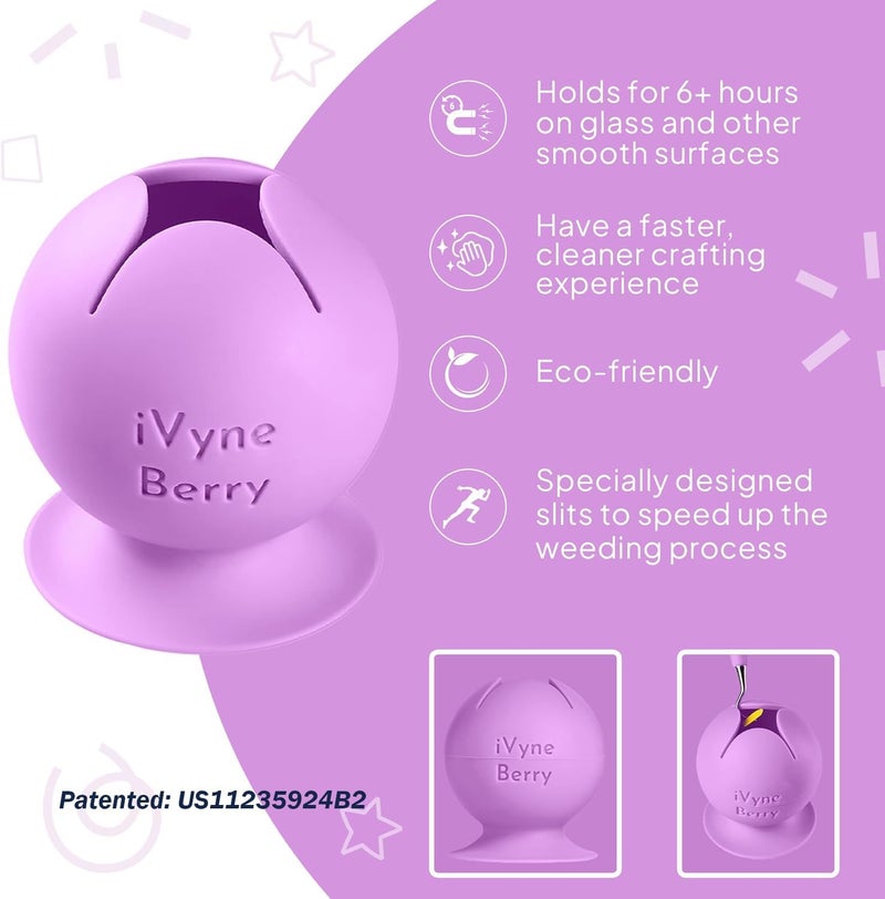 iVyne Berry Suctioned Vinyl Weeding Scrap Collector & Holder for Weeding Tools for Vinyl - Purple - Image 3